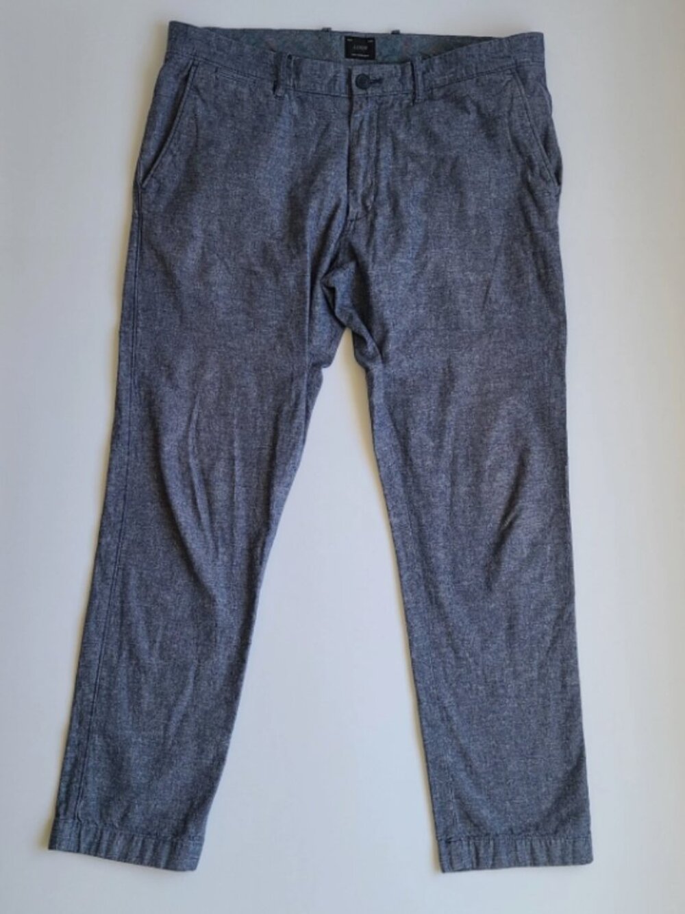 J Crew Mens Dress Pants Actual 35 x 29.5 Blue Cotton Linen BE457 Reimagined